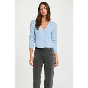 Morgan vest rib gebreid lichtblauw