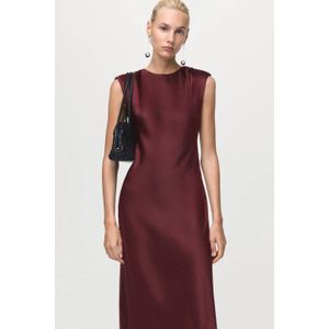 Mango satijnen midi jurk donkerrood