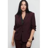Mango regular blazer met krijtstreep donkerrood