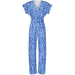 SisterS Point jumpsuit met zebraprint blauw