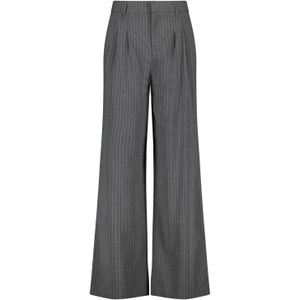 America Today gestreepte high waist wide leg pantalon grijs/wit