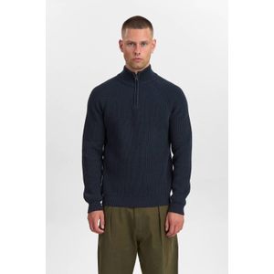 Anerkjendt - Aksune Patent Half Zip Knit - Vest - Donkerblauw