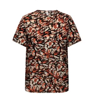 ONLY CARMAKOMA T-shirt CARLUX met grafische print zwart/ oranje/ lichtoranje