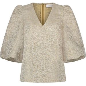 NUKUS top Delilah met all over print beige/ goud