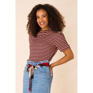 Ivy Beau gestreepte top rood/zwart/wit