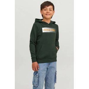 JACK & JONES JUNIOR hoodie JJECORP met logo donkergroen