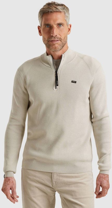Vanguard - Heren Trui - Ecru - Effen - Halslijn: Opstaande Kraag met Rits