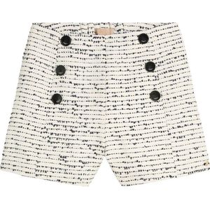 JOSH V high waist straight fit short Natalia met all over print ecru/ blauw