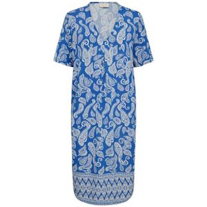 FREEQUENT jurk met paisleyprint blauw/ecru
