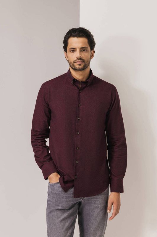 State of Art - Overhemd - Donkerrood - Regular Fit - 100% Katoen