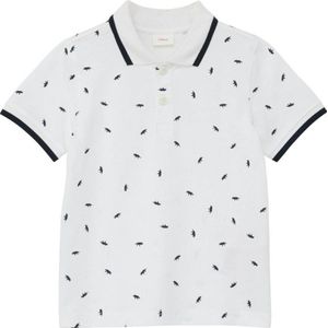 s.Oliver polo met all over print wit/donkerblauw