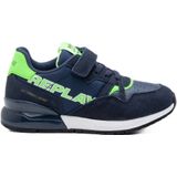 REPLAY Shoot JR 9 suède sneakers donkerblauw/groen