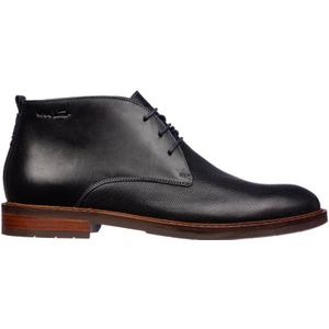 Van Lier Boston leren veterschoenen donkerblauw