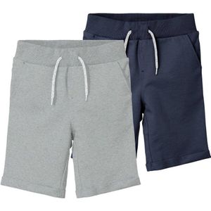 NAME IT KIDS sweatshort - set van 2 grijs melange/donkerblauw