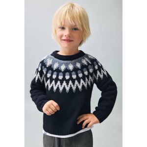 Mango Kids kersttrui marineblauw