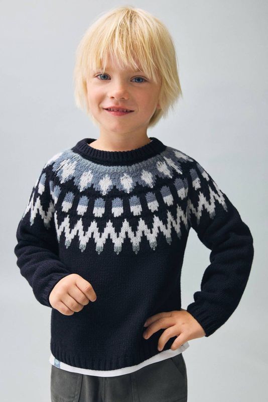 Mango Kids kersttrui marineblauw