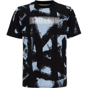 WE Fashion T-shirt met all over print zwart/grijsblauw