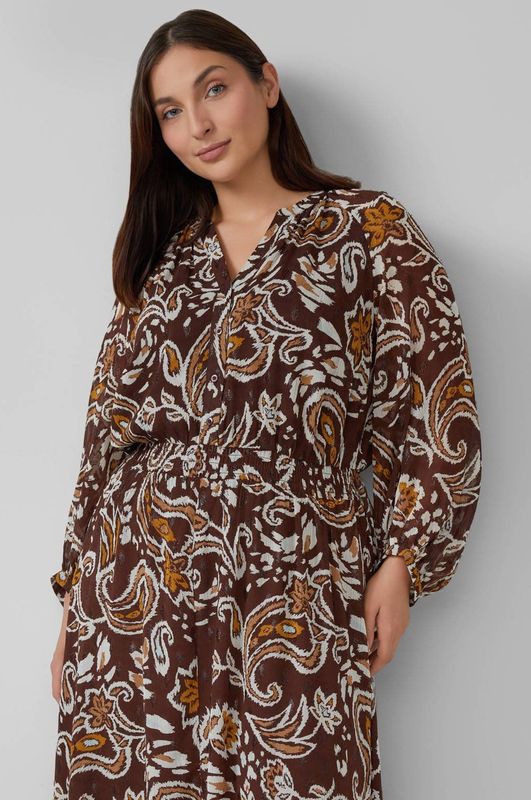 s.Oliver Curve bohemian jurk met paisley print donkerbruin