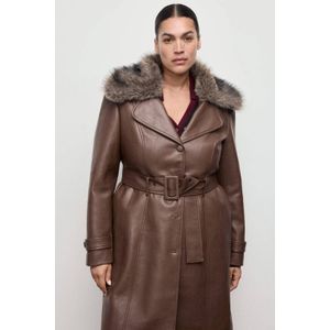 Mango imitatieleren manteljas bruin