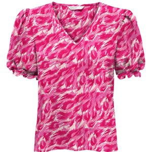 ONLY top ONLNOVA met all over print en ruches roze/ wit