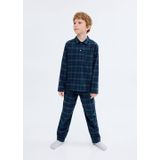 Mango Kids pyjama met geruite print donkerblauw