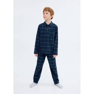Mango Kids pyjama met geruite print donkerblauw