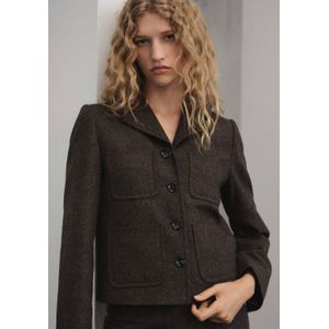 Mango wollen jasje grijsbruin