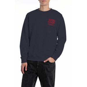 REPLAY - Sweatshirt - Blauw/Rood - Losse Pasvorm - Lange Mouw