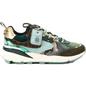 Kurt Geiger - Kurt Runner - Chunky Leren Sneakers - Groen/Bruin