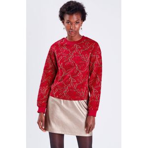 Cache Cache sweater met bladprint en textuur rood