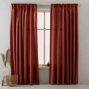 Gordijnen - Grijs - Polyester - Lichtdoorlatend