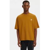 SELECTED HOMME relaxed T-shirt met backprint geel