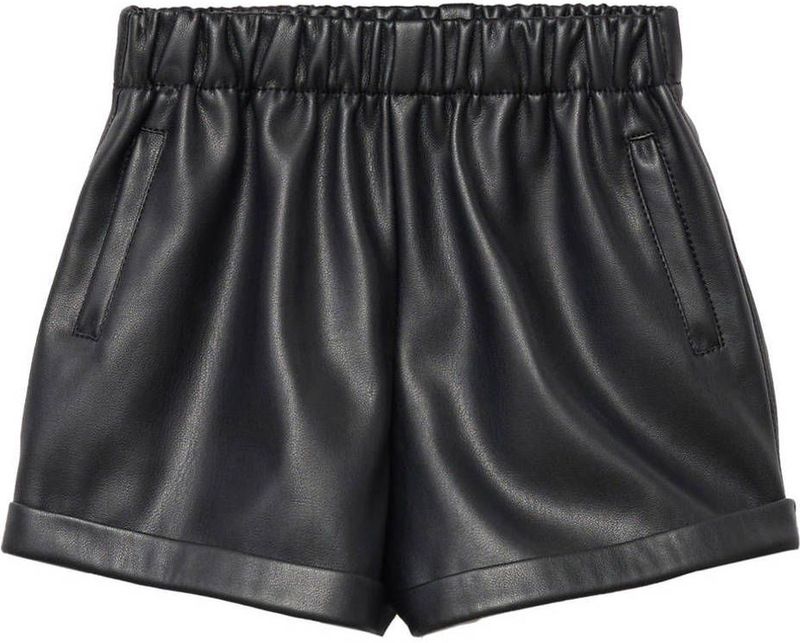 Mango Kids imitatieleren short zwart