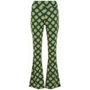 King Louie flared broek Border Flared Pants Kirby met all over print groen