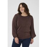 KAFFE Curve Dames trui bruin (Maat: L) - Glitter - Halslijn: Ronde hals,