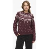 VILA Trui 'VIKERTY'  lichtbeige / wijnrood