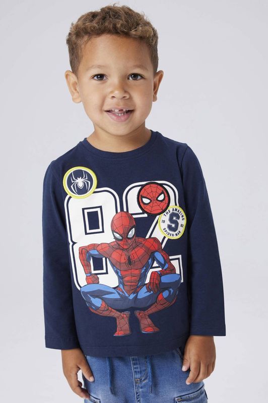 NAME IT MINI Spider-Man longsleeve donkerblauw