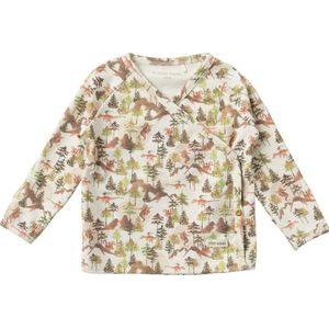 Your Wishes baby longsleeve met all over print en overslag detail wit/groen/bruin