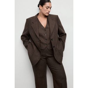 Mango straight high waist broek met wol bruin gebreid