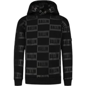 Ballin hoodie met all over print zwart/donkergrijs