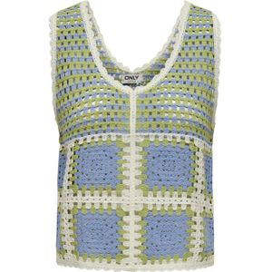 ONLY gehaakte top ONLANNE met all over print groen/ blauw