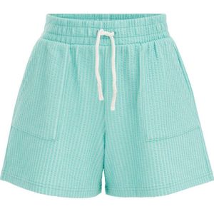 WE Fashion gestreepte straight fit casual short aquablauw/wit