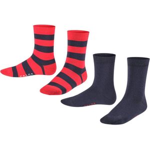 FALKE Happy Stripe sokken - set van 2 rood/donkerblauw (set van 2)