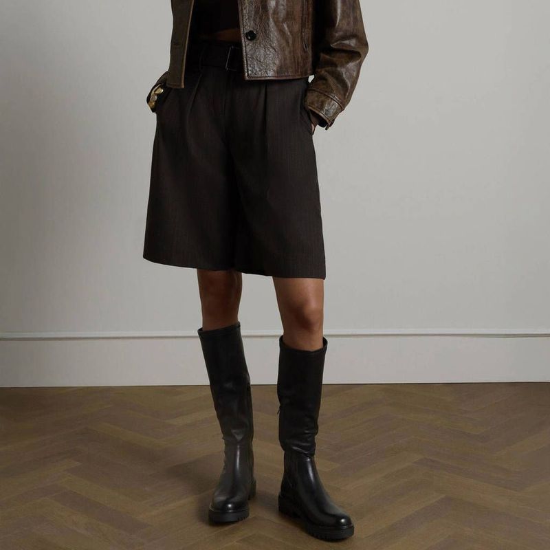 Manfield - Hoge Laarzen - Zwart - Leren - Brede Schacht