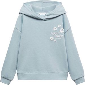 Mango Kids sweater met tekst lichtblauw