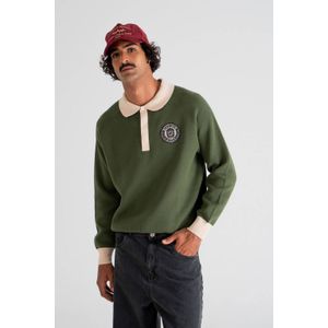 Prohibited trui met backprint fijn gebreid groen