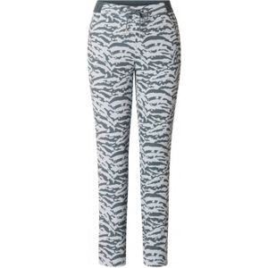 Yesta slim fit broek met zebraprint van travelstof grijs