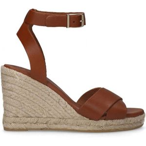 Manfield leren espadrilles cognac