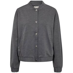 Freequent - Grijze Jersey Bomberjack - Dames - Met Drukknopen