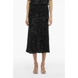 VILA - Midi Rok - Zwart - Pailletten